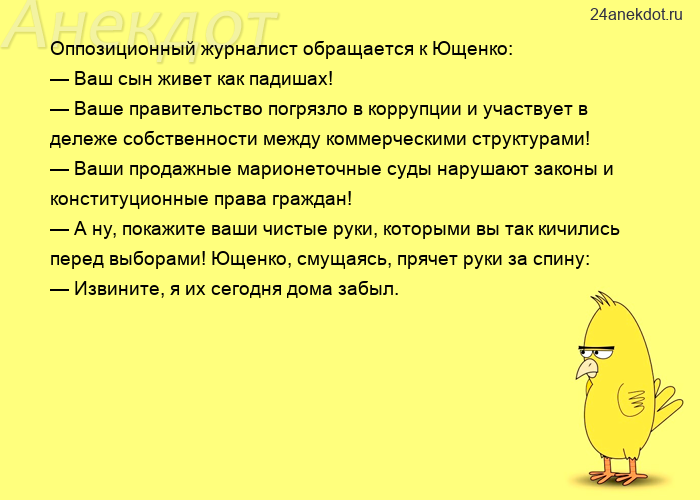 Оппозиционный журналист обращается к Ющенко: — Ваш сын живет как падишах! — Ваше правительство погря
