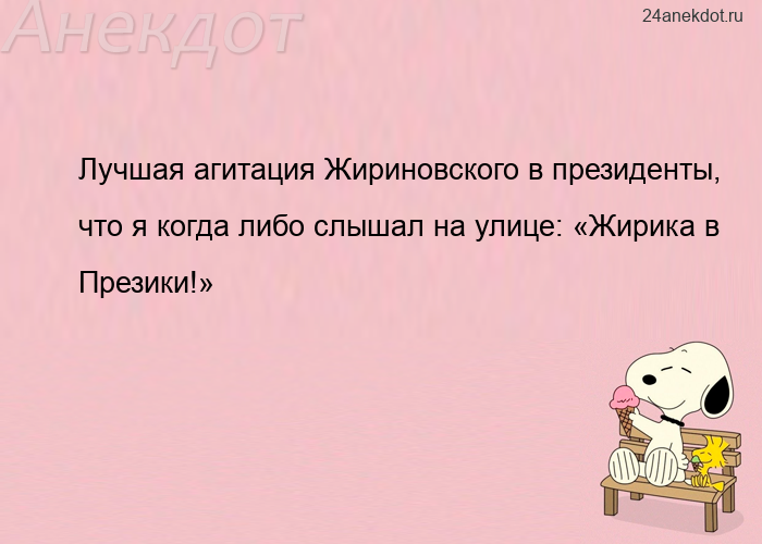 Лучшая агитация Жириновского в президенты, что я когда либо слышал на улице: «Жирика в Презики!