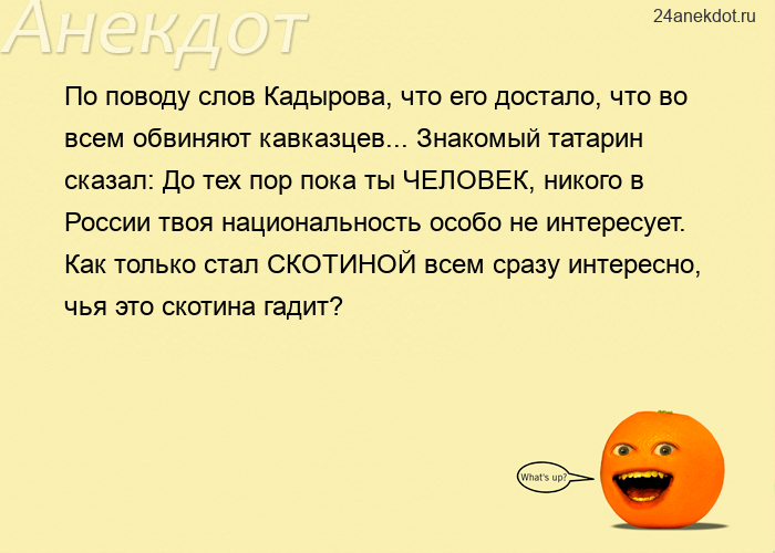 По поводу слов Кадырова, что его достало, что во всем обвиняют кавказцев... Знакомый татарин сказал: