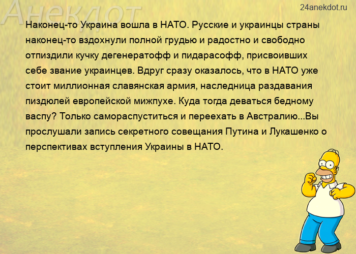Наконец-то Украина вошла в НАТО. Русские и украинцы страны наконец-то вздохнули полной грудью и радо