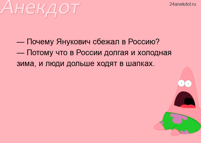 — Почему Янукович сбежал в Россию? — Потому что в России долгая и холодная зима, и люди дольше ходят