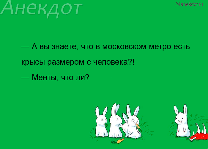 — А вы знаете, что в московском метро есть крысы размером с человека?!  — Менты, что ли?